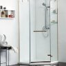 AZ-NWG3231 + P310 R/L Душевое ограждение 1000*1000*2000 5-угол с поддоном, со стек полкой (расп дверь) УНИВЕРС проф золото, стекло 8 мм. Easy clean