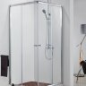 AZ-NNE1142 + P110 R/L Душевое ограждение 1000*1000*1850 с поддоном (угл вход, раздвиж дверь) пр-ль серебро, стекло прозрач 6 мм. с покр Easy clean