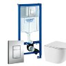 Инсталяция Grohe 38772001 + Унитаз подвесной Azario Navio 540x365x425 безободковый, в комплекте с сиденьем микролифт (AZ-0074) + клавиша Skate Cosmopolitan (прямоугольная)